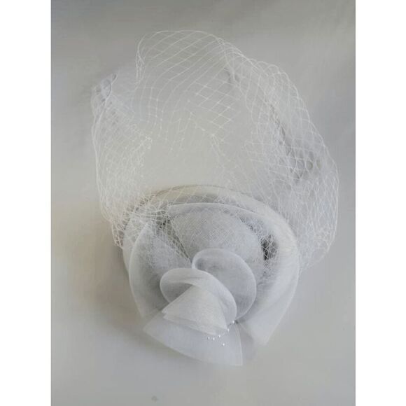 🤍 Pinup Accessory 1950s Retro Vintage Fascinator Bridal White Pillbox Veil Hat - Picture 7 of 15